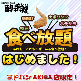【食べ飲み放題】酔っ手羽ヨドバシAKIBA店 平日限定！全力食べ飲み放題パラダイス 