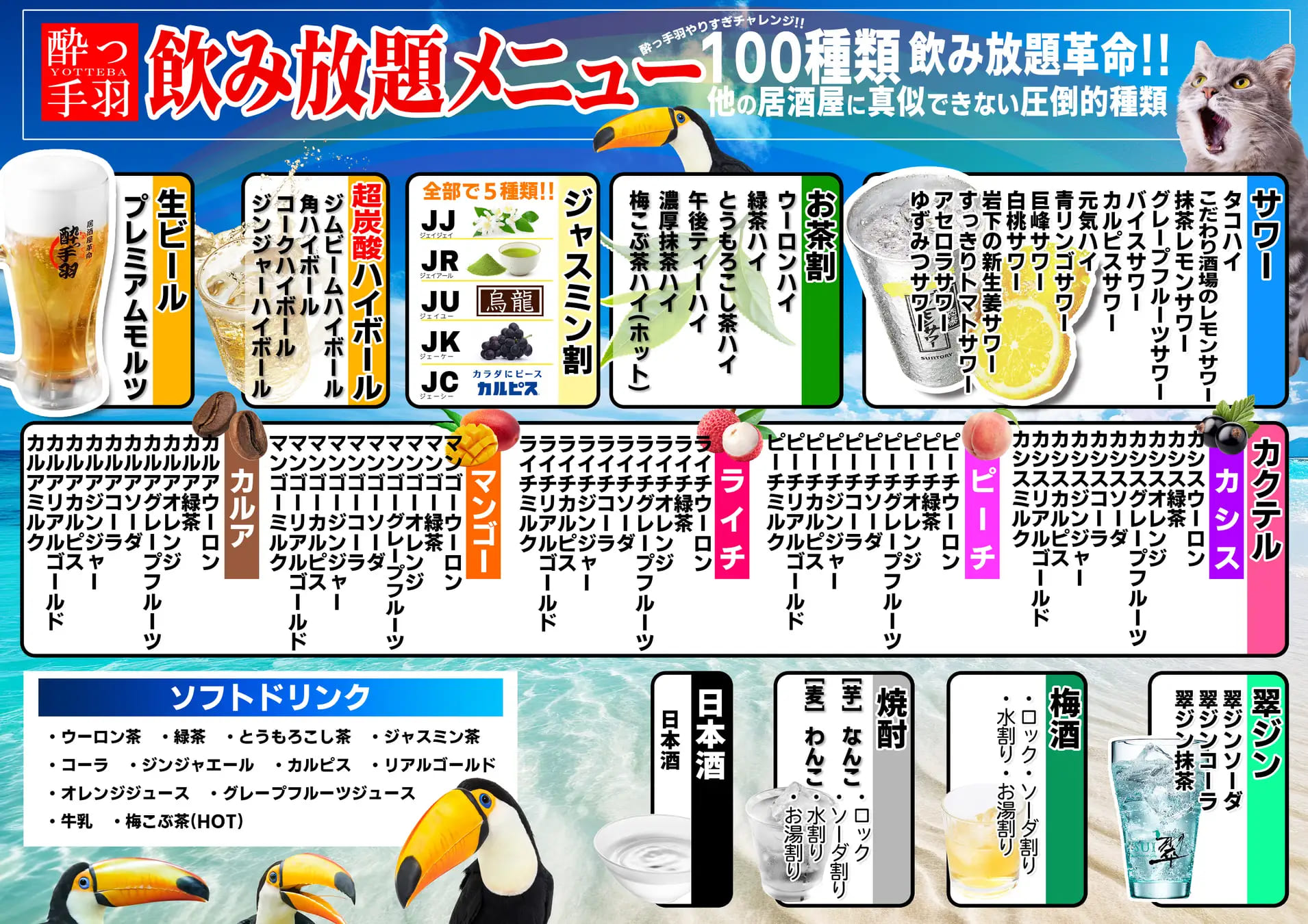 居酒屋革命酔っ手羽_飲み放題メニュー